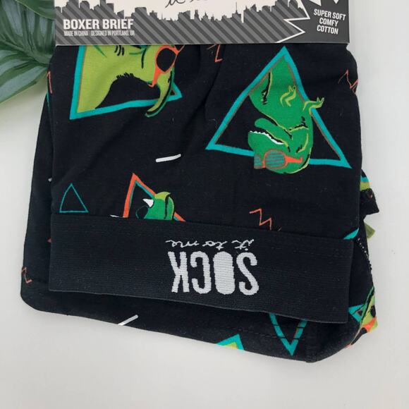 Sock It To Me Black Neon Jurassic Party Dinosaur 90s Design BoxerBrief Underwear - Picture 4 of 7
